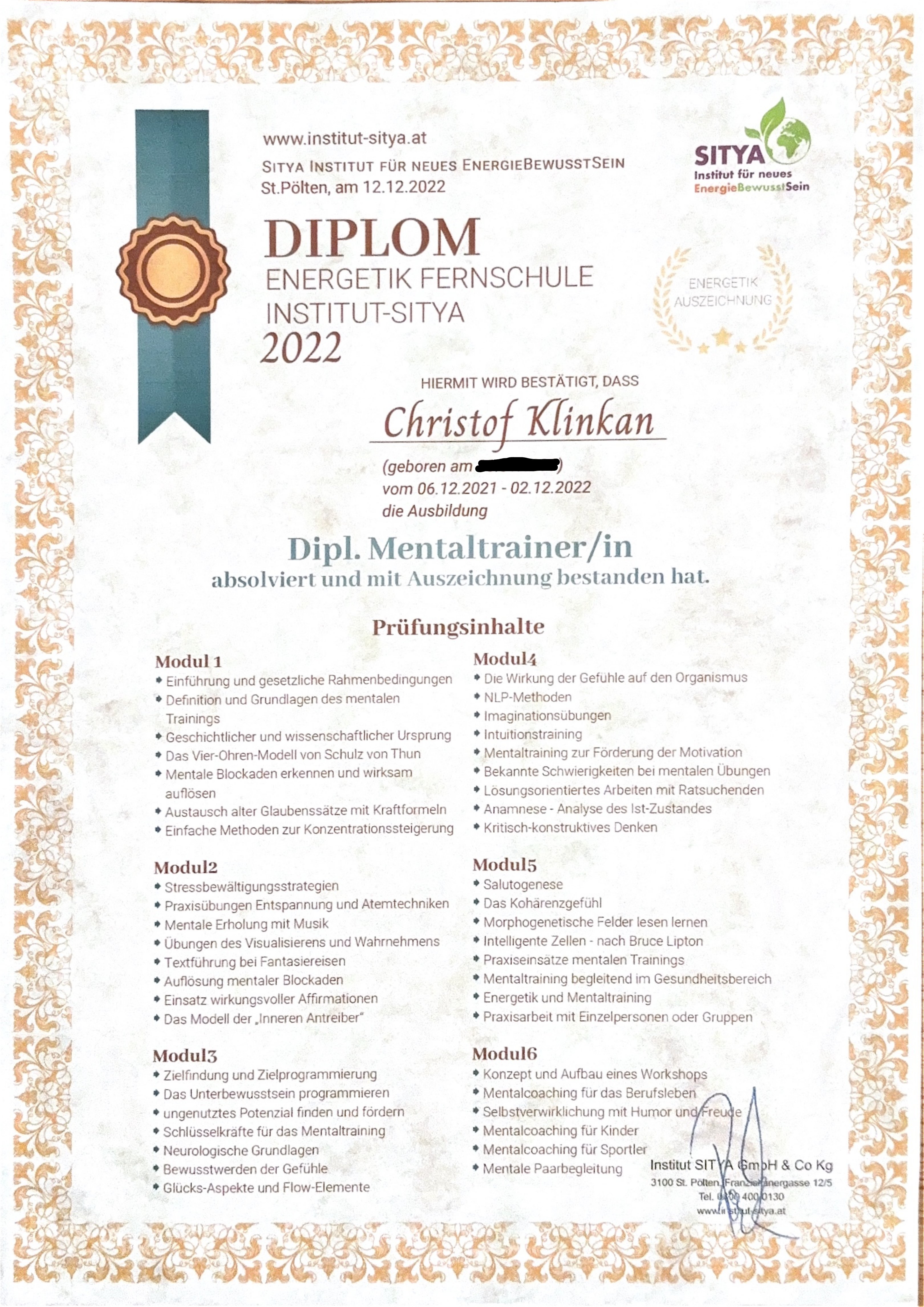 Diplom Mentaltrainer